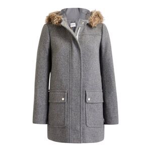 J Crew Vail Parka Coat Wool Blend Womens 4 Faux Fur Hood Winter Coat